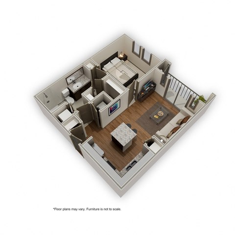 Floor plan for 1 bed, 1 bath, 655 sqft
